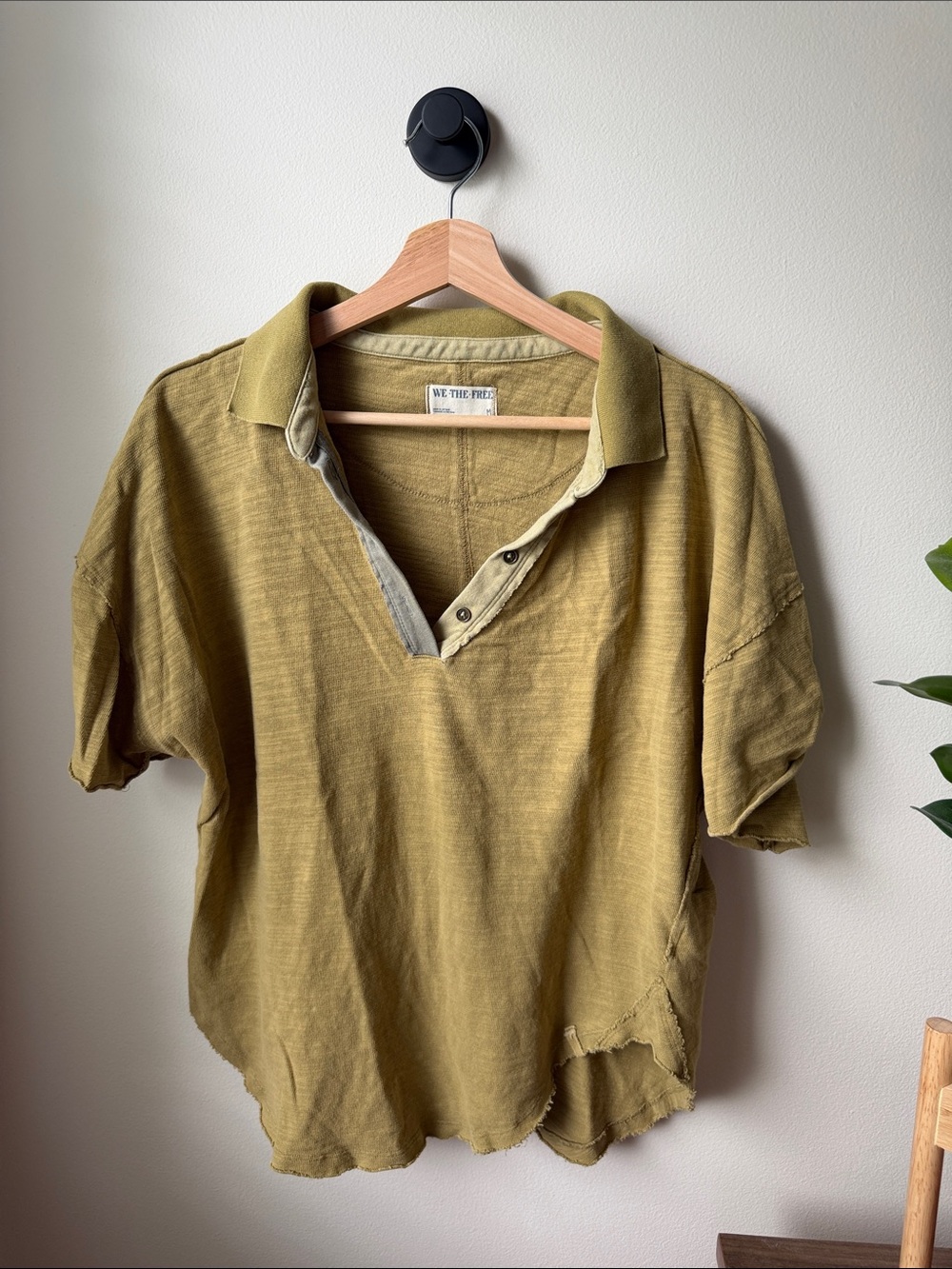 We The Free Olive Polo with Contrast Placket